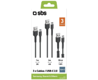 SBS Zestaw 3 kabli USB - USB-C SBS czarny # - 1465306 - zdjęcie 1